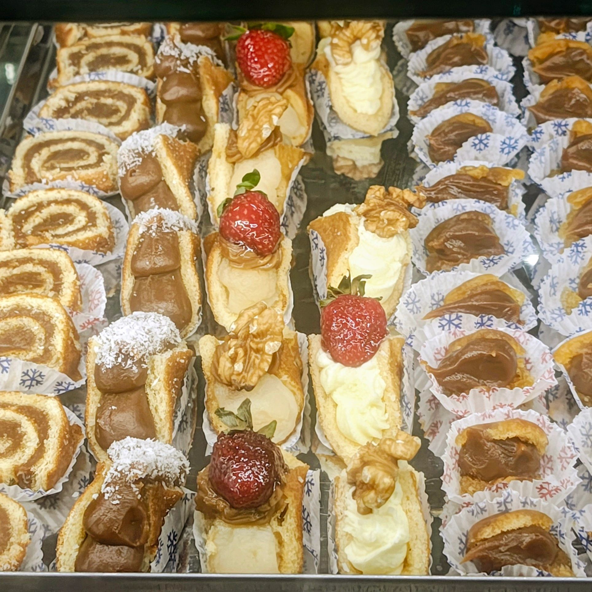 Dessert and cafe treat selection